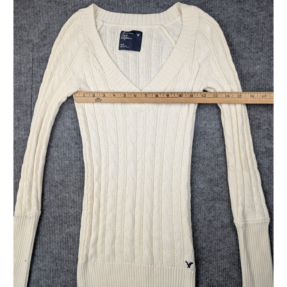 Vintage Y2K American Eagle Cable Knit Sweater Women Medium Bella Swan Elena Logo - Picture 5 of 5